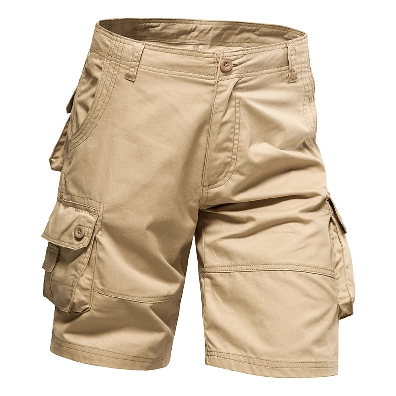 Men's Shorts Loose Large Size Multi-Pocket Overalls Summer Cotton Comfortable Nickel Pants Outdoor Casual Sports Beach Pants - 3KDyn